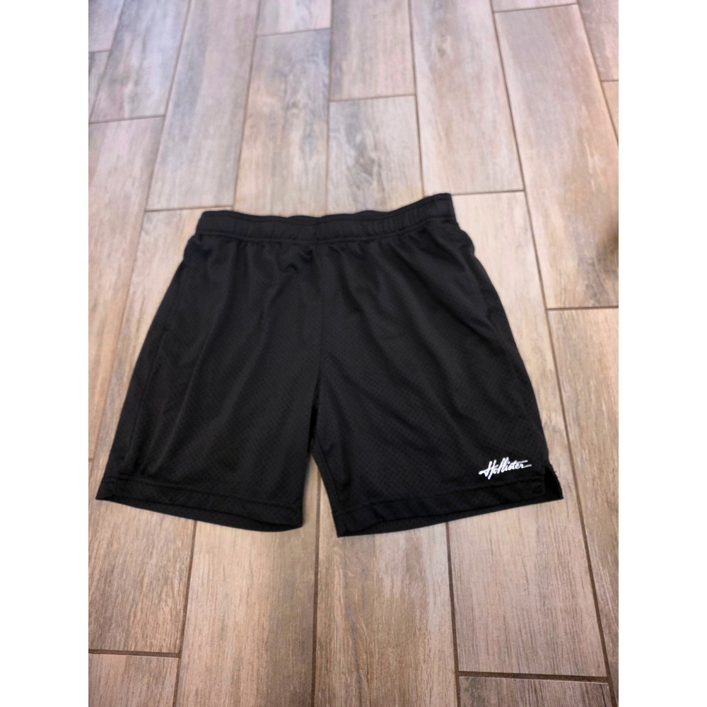 Hollister Mens Black Mesh Athletic Gym Shorts Drawstring Pockets Size M